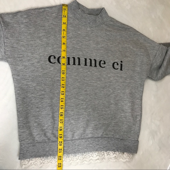 Forever 21  Gray Sweater With Lace Long Sleeve Accents Comme Ci - Picture 8 of 8